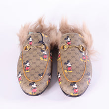 Load image into Gallery viewer, GUCCI x DISNEY GG Supreme Monogram Mickey Mouse Fur Princetown Slippers

