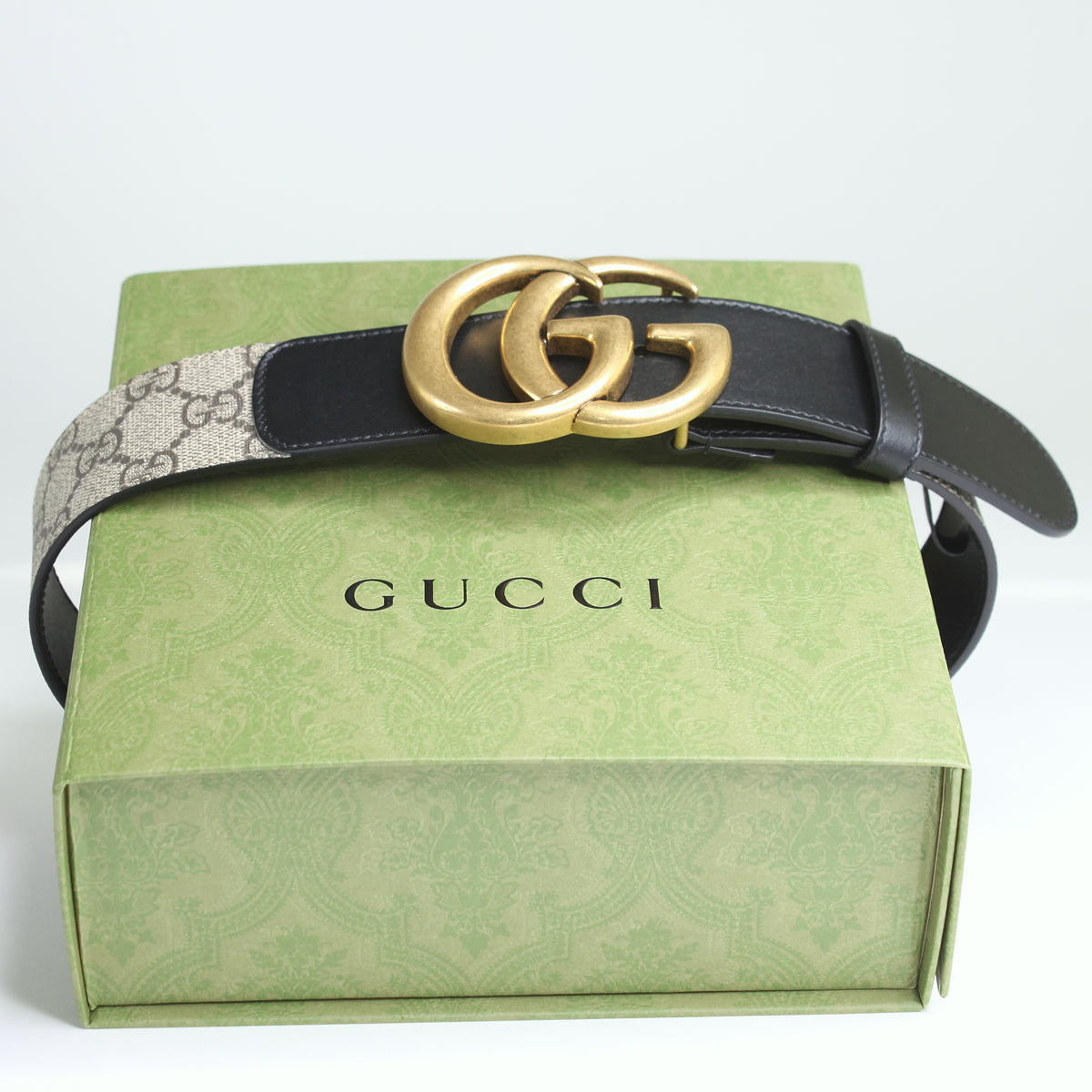 Red and green 2025 gucci belt gold buckle