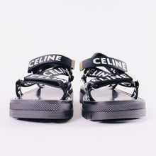 Load image into Gallery viewer, CELINE Leo Strappy Sandals in &quot;CELINE&quot; JACQUARD (BLACK / WHITE)
