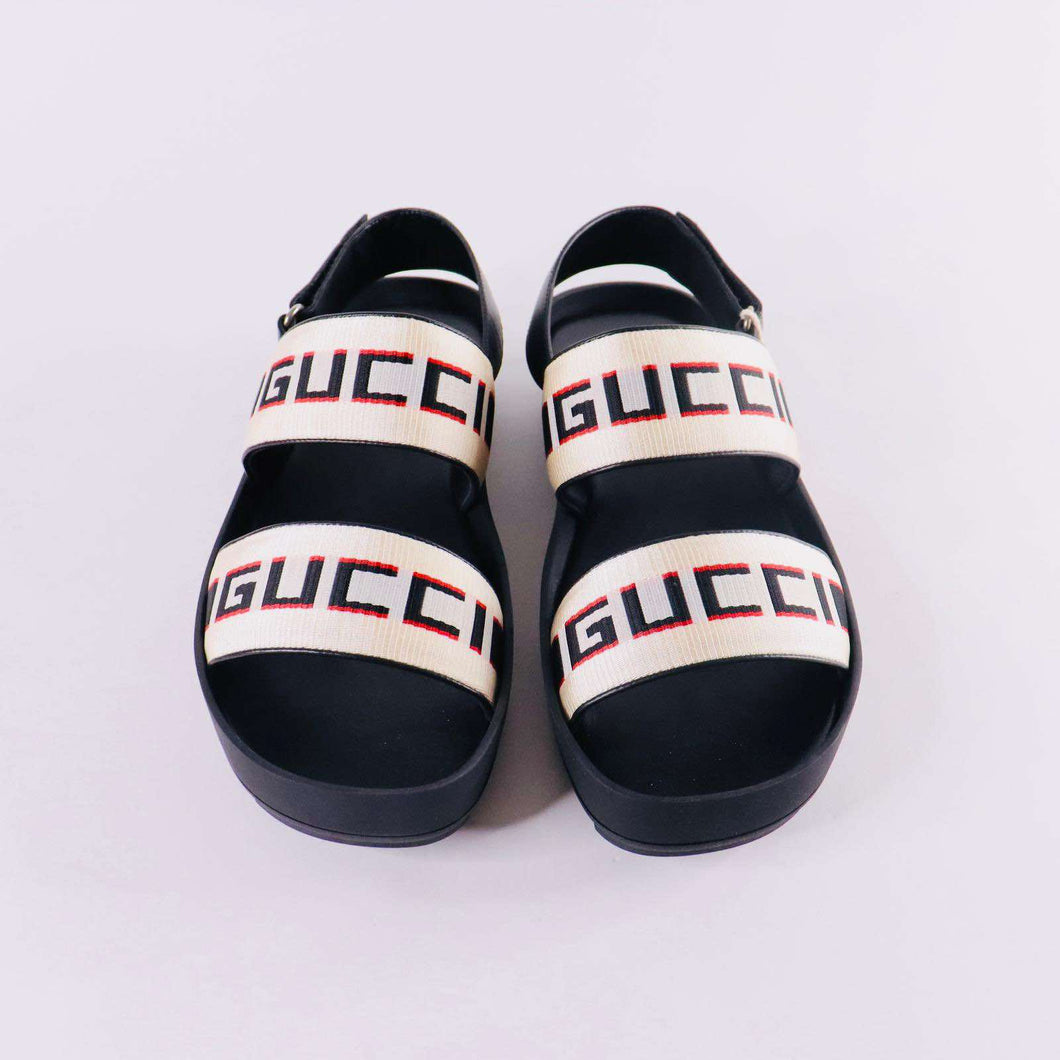 GUCCI Nylon Cirano Lux Stripe Mens Cleat Sole Slingback Sandals