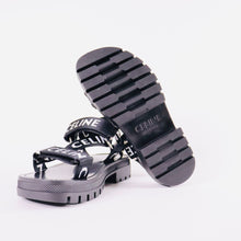 Load image into Gallery viewer, CELINE Leo Strappy Sandals in &quot;CELINE&quot; JACQUARD (BLACK / WHITE)
