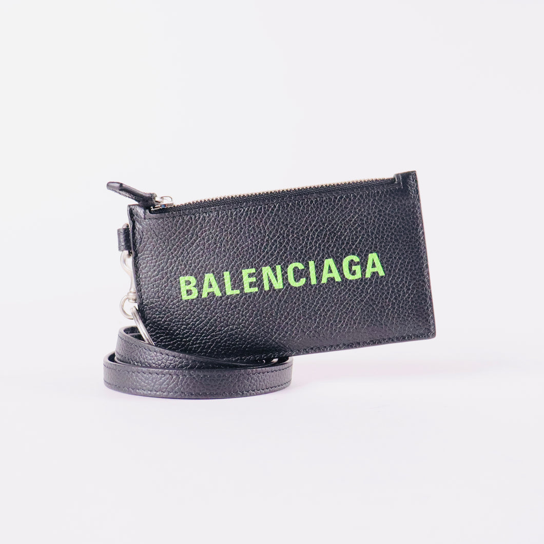 BALENCIAGA Cash Card Leather Case on Keychain