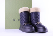 Load image into Gallery viewer, GUCCI Quebec Calfskin Wool Chevron Quilted Horsebit Snow Boots
