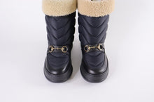 Load image into Gallery viewer, GUCCI Quebec Calfskin Wool Chevron Quilted Horsebit Snow Boots
