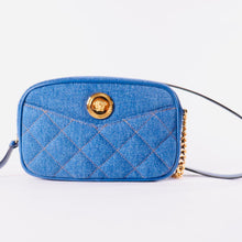 Load image into Gallery viewer, VERSACE Small Quilted Denim Chain Camera Crossbody Bag
