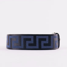 Load image into Gallery viewer, VERSACE MEN’s La Greca Blue Black Fabric and Leather Ribbon Belt
