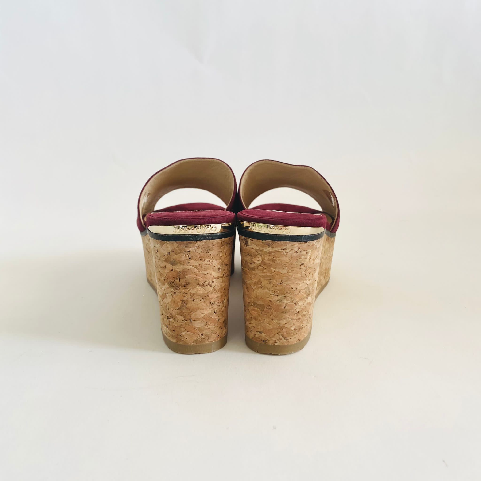 靴 JIMMY CHOO DEEDEE ODNF DENUM Jimmy Choo Deedee Suede Platform Mules Sandals Size 41 for