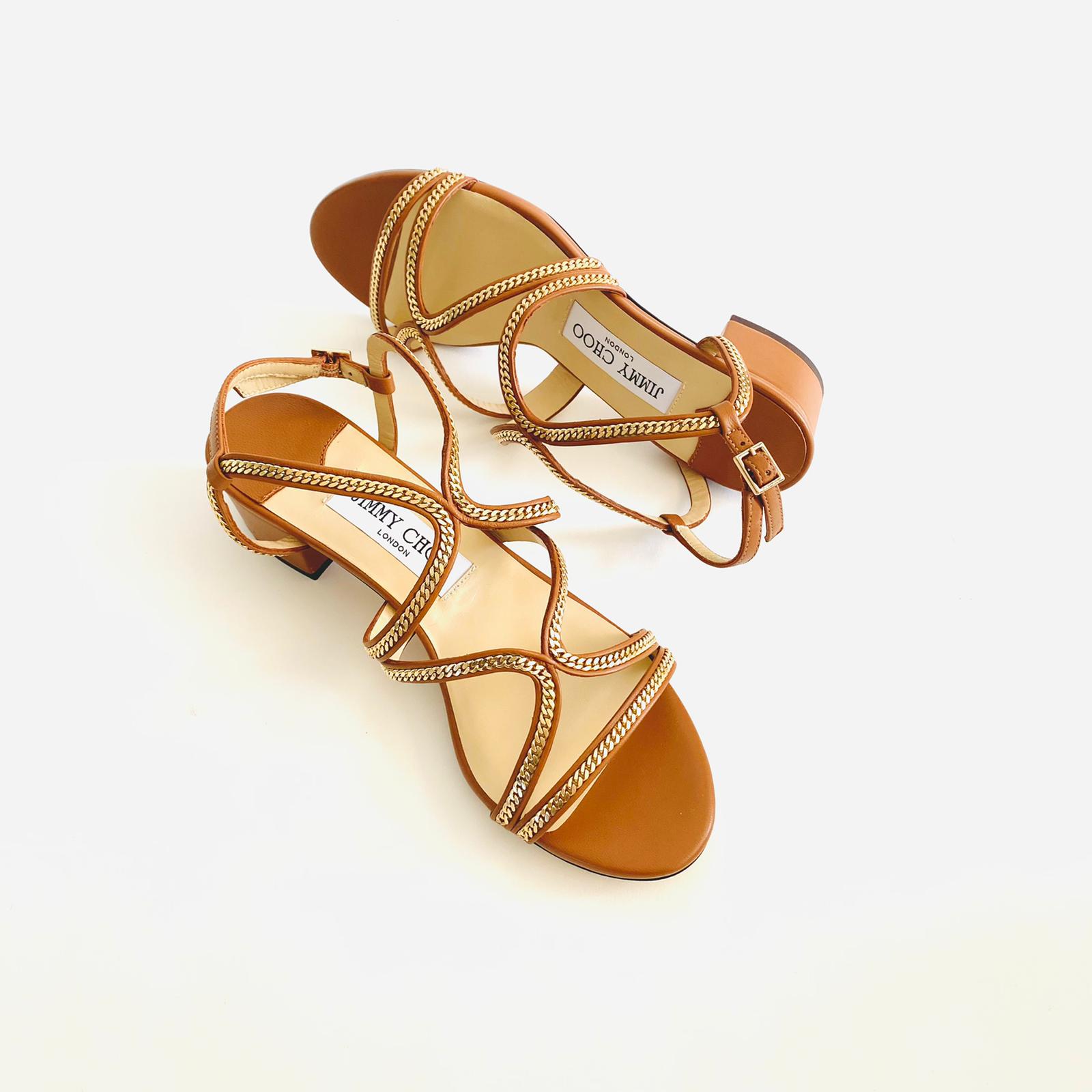 JIMMY CHOO Nickel 35 Leather Heel Sandals – YEG.CHEAPLUXE INC.